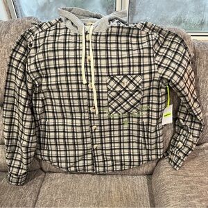 Supervsn Brand New Men’s Size M Hooded Plaid Over Shirt